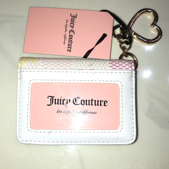 Juicy Couture White Multi Miss Independent Card Case Wallet Key Fob NWT - Picture 9 of 16